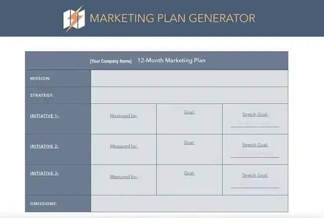 示例的屏幕截图营销计划 HubSpot 的营销计划生成器将生成